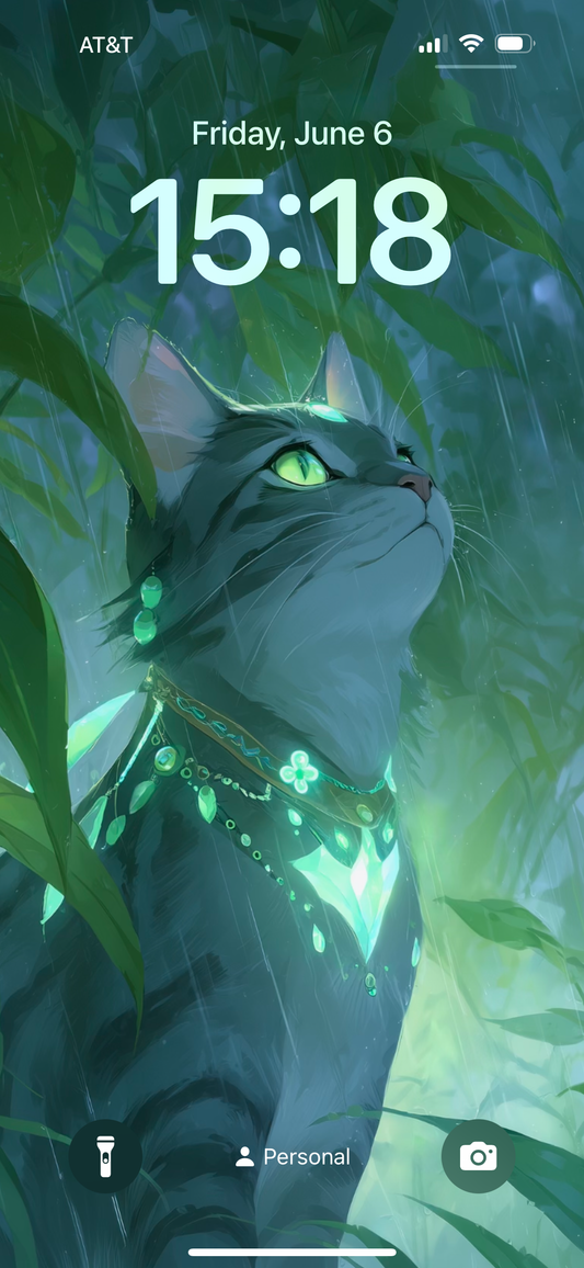 Free | Magical Tabby Cat in Rain | Phone Wallpaper