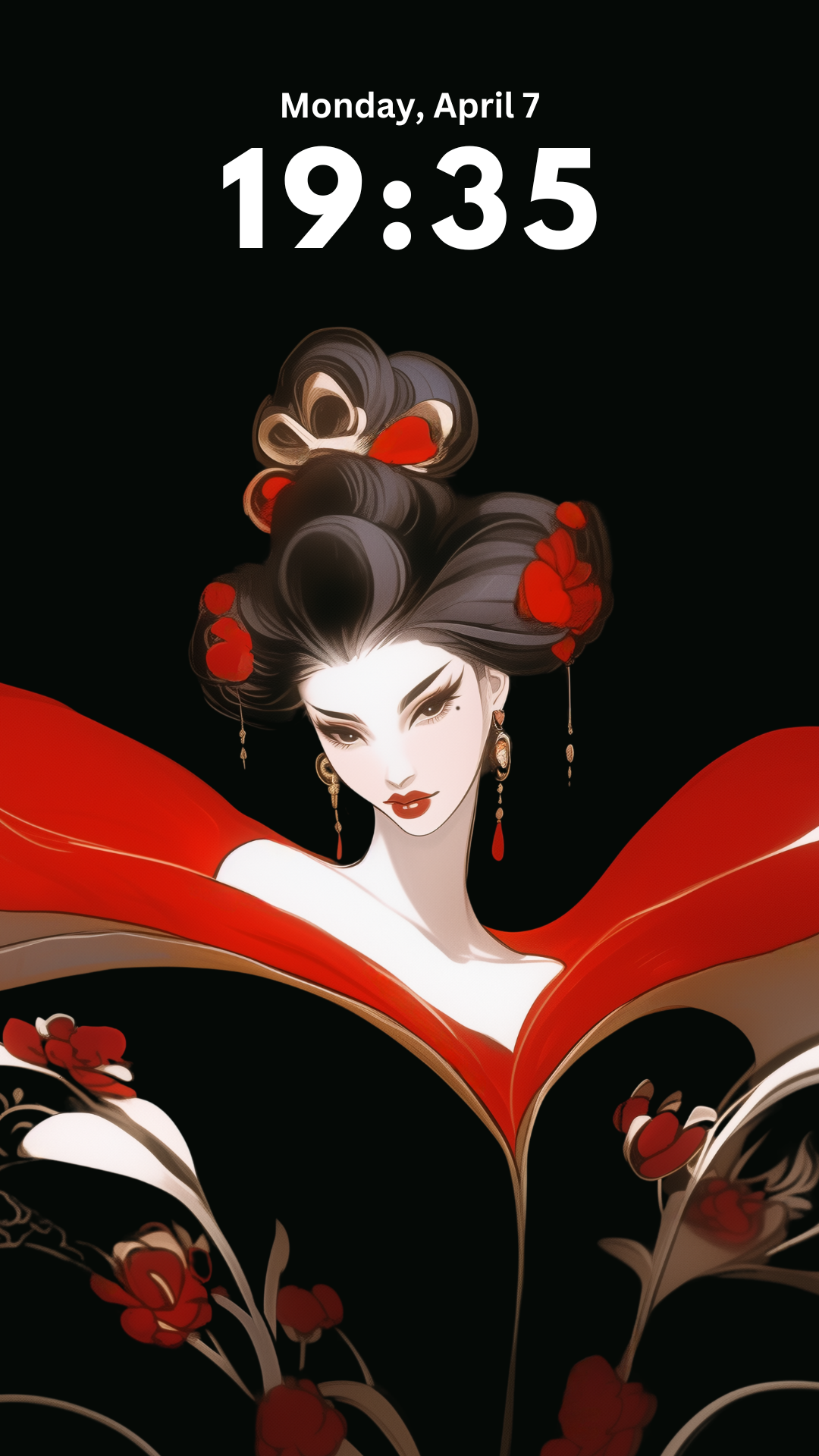 Red Geisha | Digital Phone Wallpaper