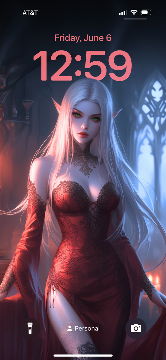 Vampire in Red Dress | Phone Wallpaper 3D