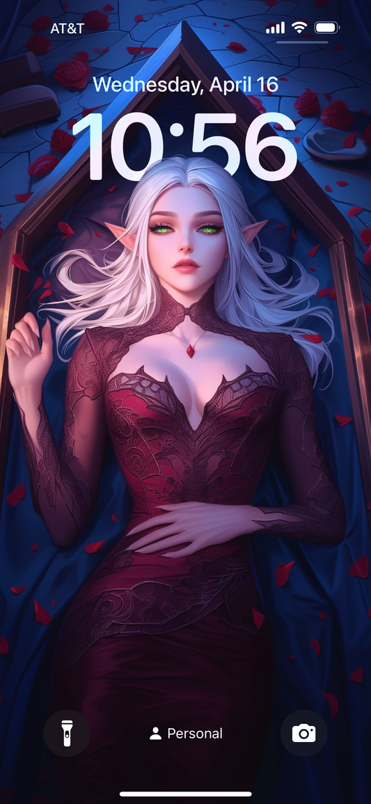Vampire Queen in Coffin | 3D Digital Phone Wallpaper